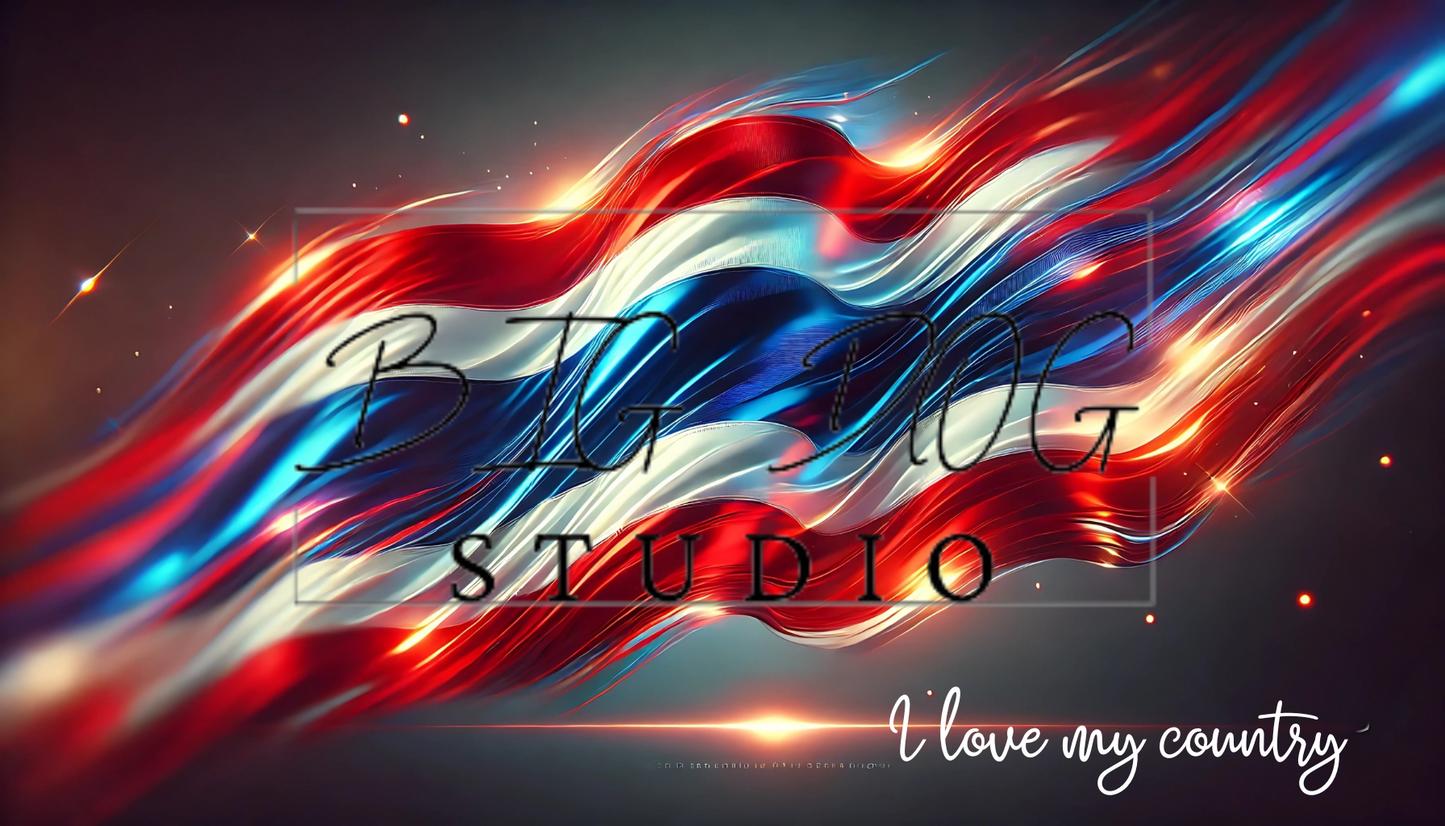 Ceramic Mug Featuring Artwork of the "I love my country" Thai Flag #2 – 11oz Glossy Design