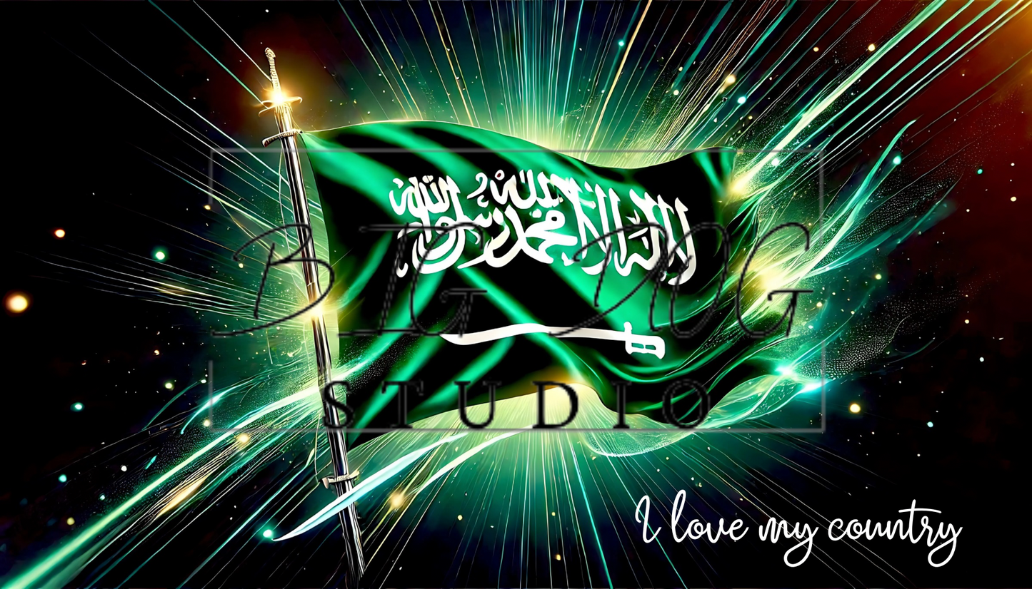 Ceramic Mug Featuring Artwork of the "I love my country" Saudi Arabian Flag #2 – 11oz Glossy Design