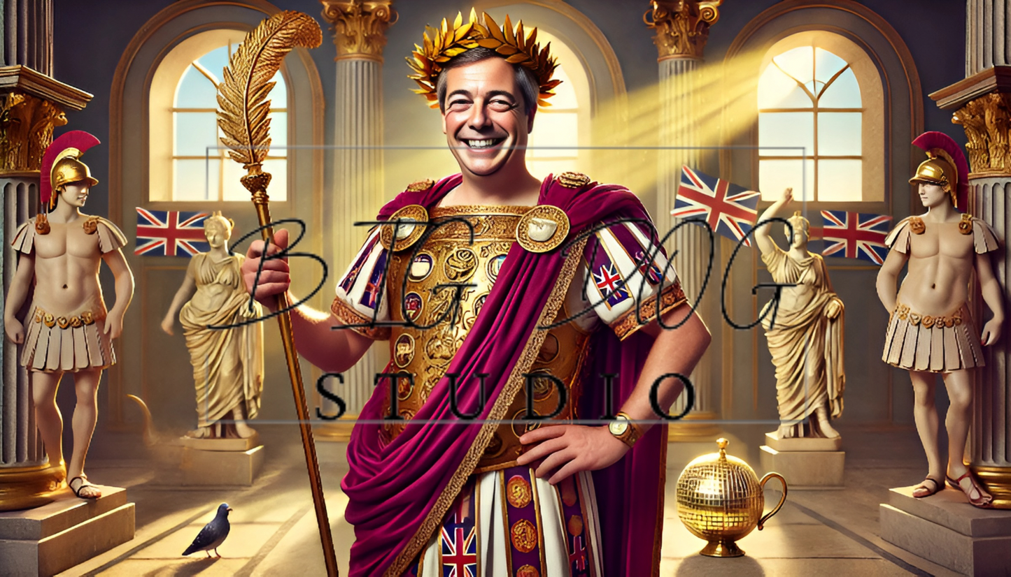 Ceramic Mug Featuring Artwork of Nigel Farage as Emperor Farage #6 – 11oz Glossy Design