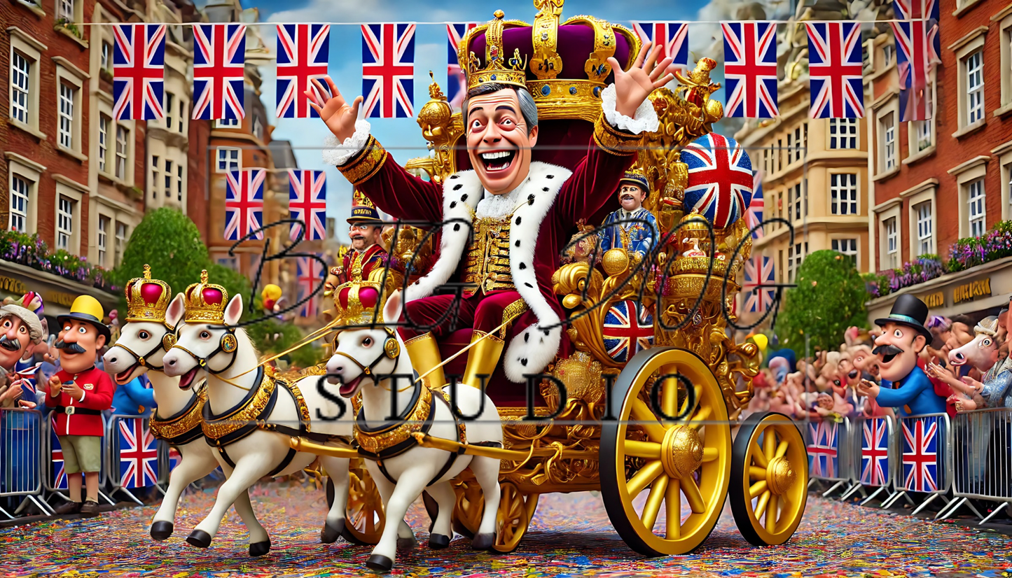 Ceramic Mug Featuring Artwork of Nigel Farage as King Farage #1 – 11oz Glossy Design