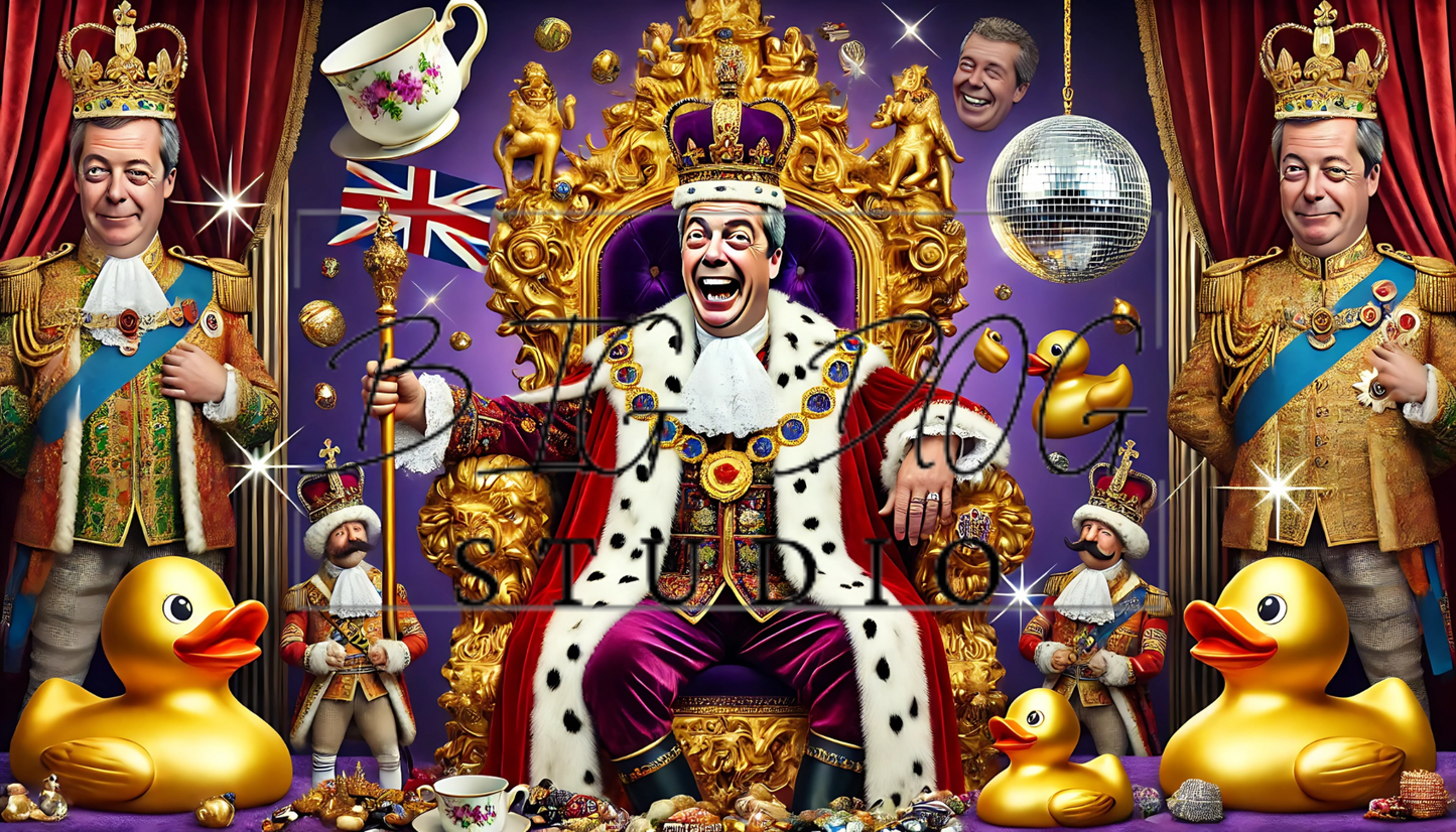 Ceramic Mug Featuring Artwork of Nigel Farage as King Farage #9 – 11oz Glossy Design