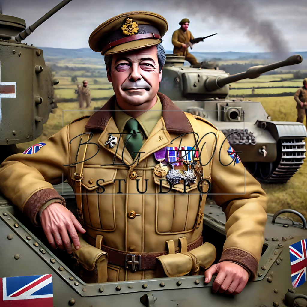 Ceramic Mug Featuring Artwork of Nigel Farage as Tank Commander Farage #3 – 11oz Glossy Design