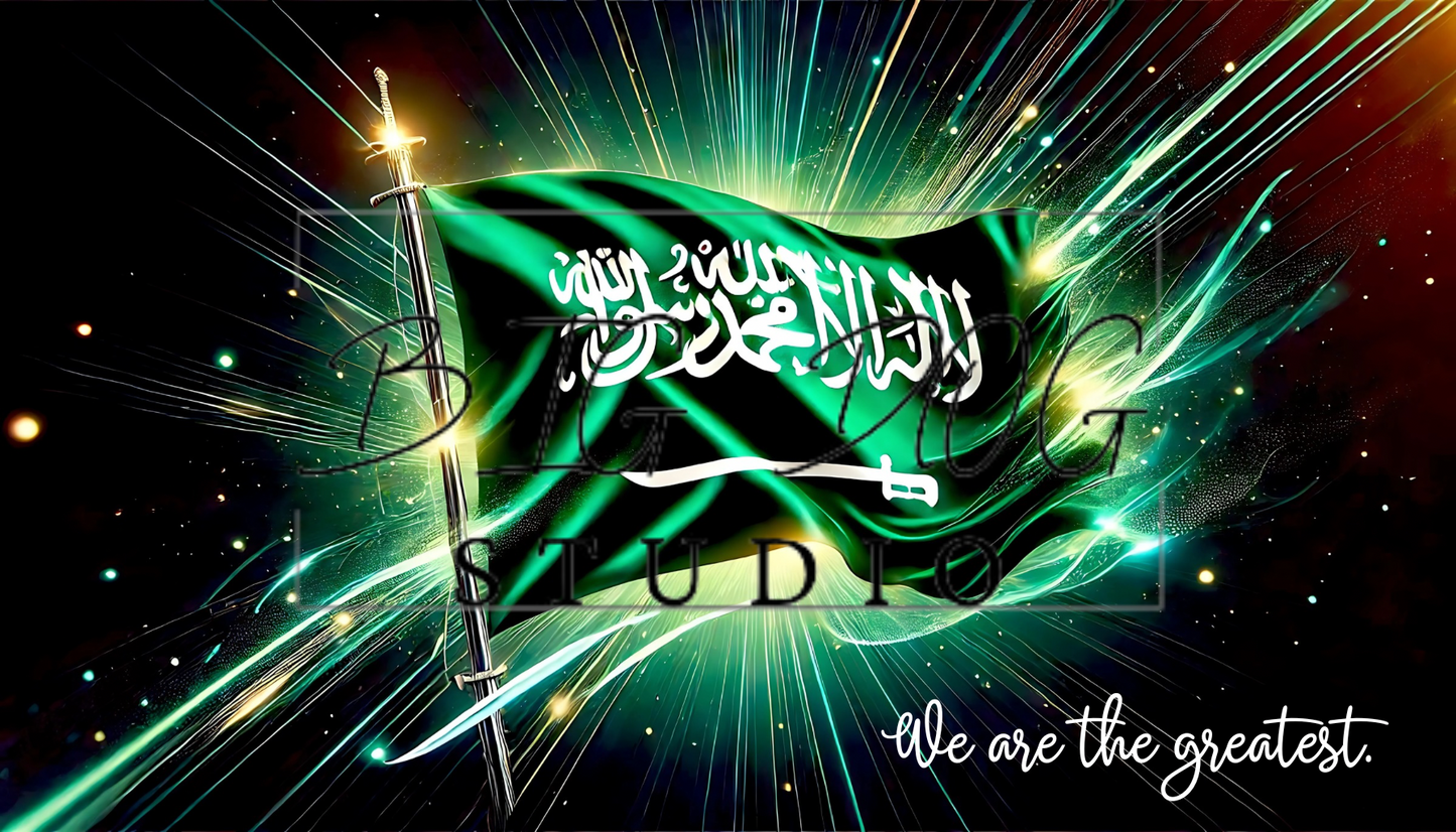 Ceramic Mug Featuring Artwork of the "We are the greatest" Saudi Arabian Flag #2 – 11oz Glossy Design