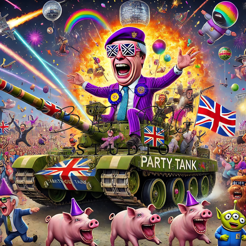 Ceramic Mug Featuring Artwork of Nigel Farage as Tank Commander Farage  #9  – 11oz Glossy Design